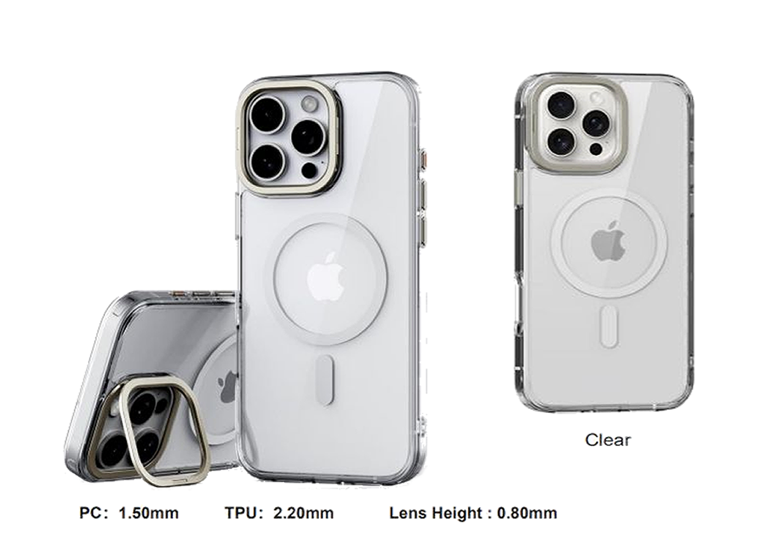 OTTOTECH Crystal Case With Lens Ring Holder IPHONE 16 PLUS CLEAR