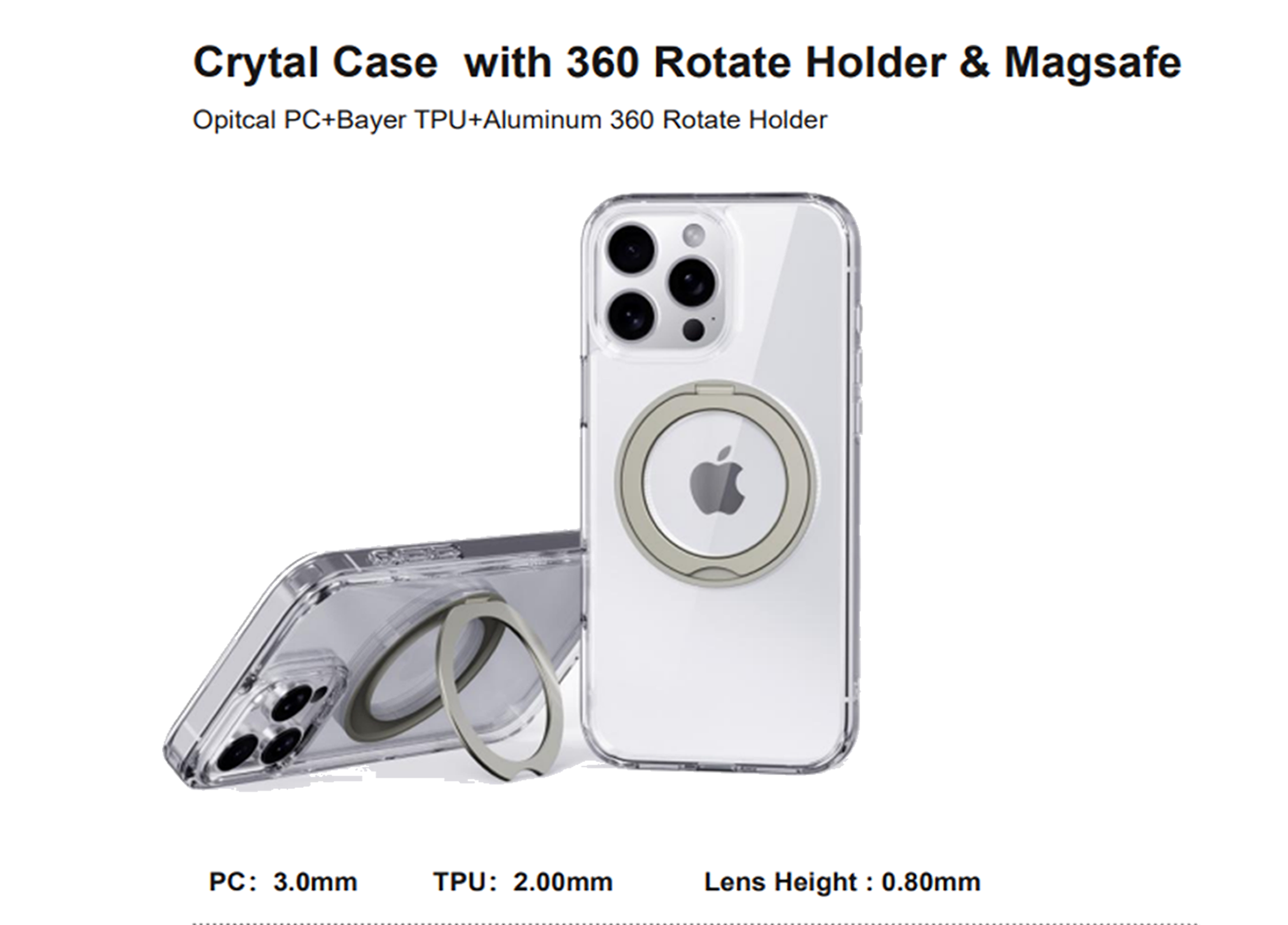 OTTOTECH Crystal Case With Magsafe Holder Iph 16 Pro CLEAR