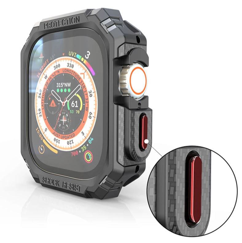 CMR APPLE WATCH KARBON FİBER KILIF ULTRA 49MM SİYAH