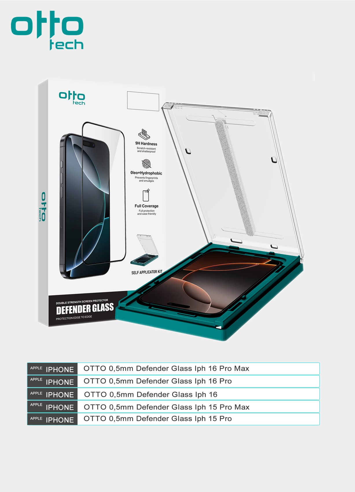 OTTOTECH DEFENDER GLASS 0,5MM IPHONE 16 